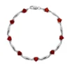 Gemminded Sterling Silver Garnet And Diamond Accent Heart Bracelet -Gemminded Jewelry 1149902