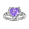 Gemminded Sterling Silver Amethyst And Diamond Accent Heart Frame Ring -Gemminded Jewelry 1150016