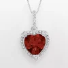 Gemminded Sterling Silver Garnet And Diamond Accent Heart Frame Pendant -Gemminded Jewelry 1150061