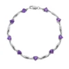 Gemminded Sterling Silver Amethyst And Diamond Accent Heart Bracelet