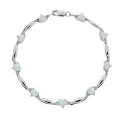 Gemminded Sterling Silver Lab-Created Opal And Diamond Accent Heart Bracelet