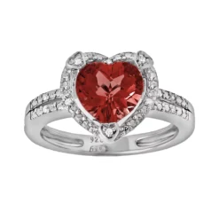 Gemminded Sterling Silver Garnet And Diamond Accent Heart Frame Ring