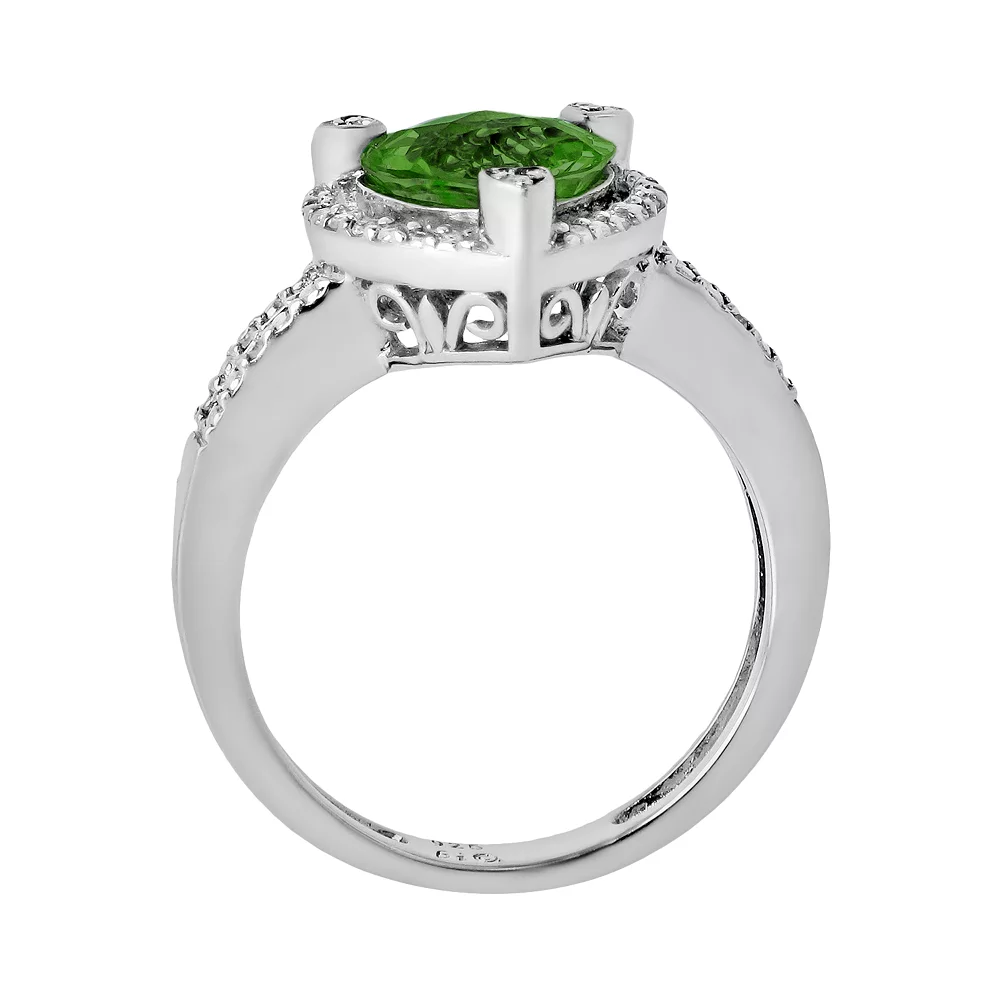 Gemminded Sterling Silver Lab-Created Emerald And Diamond Accent Heart Frame Ring 4 Gemminded Sterling Silver Lab-Created Emerald And Diamond Accent Heart Frame Ring - Image 2