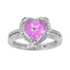 Gemminded Sterling Silver Lab-Created Pink Sapphire And Diamond Accent Heart Frame Ring 2 Gemminded Sterling Silver Lab-Created Pink Sapphire And Diamond Accent Heart Frame Ring -Gemminded Jewelry 1194924