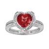 Gemminded Sterling Silver Lab-Created Ruby And Diamond Accent Heart Frame Ring -Gemminded Jewelry 1194925