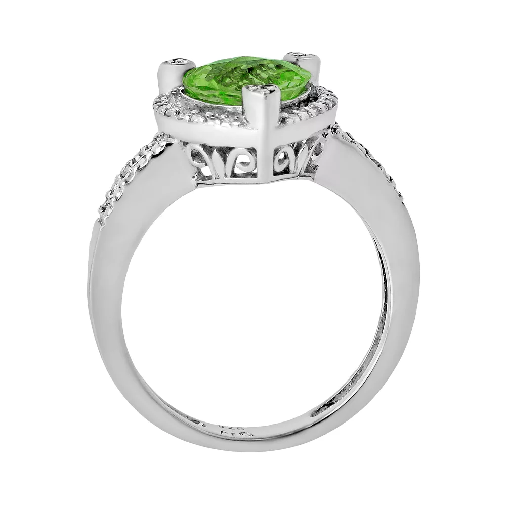 Gemminded Sterling Silver Peridot And Diamond Accent Heart Frame Ring 4 Gemminded Sterling Silver Peridot And Diamond Accent Heart Frame Ring - Image 2