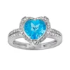 Gemminded Sterling Silver Blue Topaz And Diamond Accent Heart Frame Ring -Gemminded Jewelry 1194934
