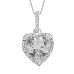 Gemminded Sterling Silver White Topaz And Diamond Accent Heart Frame Pendant
