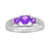 Gemminded Sterling Silver Amethyst And Diamond Accent Heart 3-Stone Ring -Gemminded Jewelry 1194982