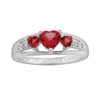 Gemminded Sterling Silver Lab-Created Ruby And Diamond Accent Heart 3-Stone Ring -Gemminded Jewelry 1195022