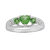 Gemminded Sterling Silver Peridot And Diamond Accent Heart 3-Stone Ring -Gemminded Jewelry 1195024