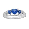Gemminded Sterling Silver Lab-Created Sapphire And Diamond Accent Heart 3-Stone Ring -Gemminded Jewelry 1195030