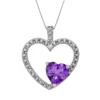 Gemminded Sterling Silver Amethyst And Diamond Accent Heart Pendant -Gemminded Jewelry 1224238
