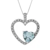 Gemminded Sterling Silver Lab-Created Aquamarine And Diamond Accent Heart Pendant -Gemminded Jewelry 1224244