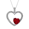 Gemminded Sterling Silver Lab-Created Ruby And Diamond Accent Heart Pendant -Gemminded Jewelry 1224258