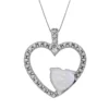 Gemminded Sterling Silver Lab-Created Opal And Diamond Accent Heart Pendant