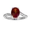 Gemminded Sterling Silver Garnet And Diamond Accent Oval Ring -Gemminded Jewelry 1259018