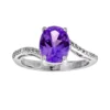Gemminded Sterling Silver Amethyst And Diamond Accent Oval Ring -Gemminded Jewelry 1259023