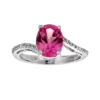 Gemminded Sterling Silver Lab-Created Pink Sapphire And Diamond Accent Oval Ring 2 Gemminded Sterling Silver Lab-Created Pink Sapphire And Diamond Accent Oval Ring -Gemminded Jewelry 1259050