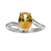 Gemminded Sterling Silver Citrine And Diamond Accent Oval Ring -Gemminded Jewelry 1259064