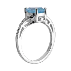 Gemminded Sterling Silver Blue Topaz And Diamond Accent Oval Ring -Gemminded Jewelry 1259066 ALT
