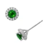 Gemminded Sterling Silver Emerald And .15-ct. T.W. Diamond Frame Stud Earrings -Gemminded Jewelry 1261537
