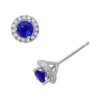 Gemminded Sterling Silver Sapphire And .15-ct. T.W. Diamond Frame Stud Earrings -Gemminded Jewelry 1261540