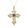 Gemminded 10k Gold Amethyst Filigree Cross Pendant -Gemminded Jewelry 1261713