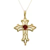 Gemminded 10k Gold Garnet Filigree Cross Pendant -Gemminded Jewelry 1261727