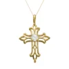 Gemminded 10k Gold White Topaz Filigree Cross Pendant 1 Gemminded 10k Gold White Topaz Filigree Cross Pendant -Gemminded Jewelry 1261730