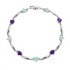 Gemminded Sterling Silver Amethyst, Lab-Created Opal And Diamond Accent Heart Bracelet -Gemminded Jewelry 1438960