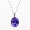 Gemminded Sterling Silver Amethyst And Diamond Accent Oval Pendant -Gemminded Jewelry 1438970