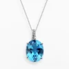 Gemminded Sterling Silver Blue Topaz And Diamond Accent Oval Pendant -Gemminded Jewelry 1438972