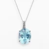 Gemminded Sterling Silver Lab-Created Aquamarine And Diamond Accent Oval Pendant -Gemminded Jewelry 1438973