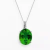 Gemminded Sterling Silver Lab-Created Emerald And Diamond Accent Oval Pendant 1 Gemminded Sterling Silver Lab-Created Emerald And Diamond Accent Oval Pendant -Gemminded Jewelry 1438974