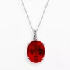 Gemminded Sterling Silver Lab-Created Ruby And Diamond Accent Oval Pendant 1 Gemminded Sterling Silver Lab-Created Ruby And Diamond Accent Oval Pendant -Gemminded Jewelry 1438979