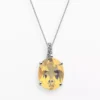 Gemminded Sterling Silver Citrine And Diamond Accent Oval Pendant -Gemminded Jewelry 1438984