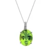Gemminded Sterling Silver Peridot And Diamond Accent Oval Pendant -Gemminded Jewelry 1438990