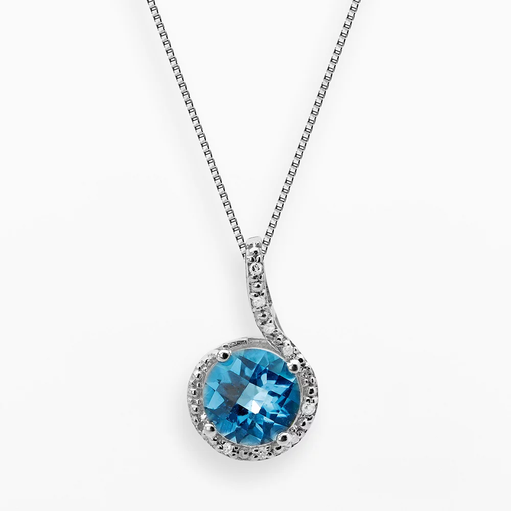 Gemminded Sterling Silver Blue Topaz And Diamond Accent Pendant 3 Gemminded Sterling Silver Blue Topaz And Diamond Accent Pendant