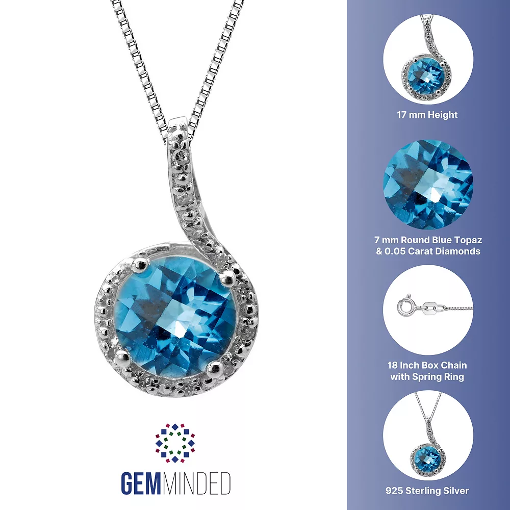 Gemminded Sterling Silver Blue Topaz And Diamond Accent Pendant 4 Gemminded Sterling Silver Blue Topaz And Diamond Accent Pendant - Image 2