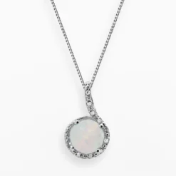 Gemminded Sterling Silver Lab-Created Opal And Diamond Accent Pendant