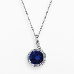 Gemminded Sterling Silver Lab-Created Sapphire And Diamond Accent Pendant