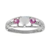 Gemminded Sterling Silver Lab-Created Opal, Lab-Created Pink Sapphire And Diamond Accent Heart 3-Stone Ring -Gemminded Jewelry 1439017