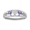 Gemminded Sterling Silver Lab-Created Opal, Amethyst And Diamond Accent Heart 3-Stone Ring -Gemminded Jewelry 1439325