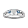 Gemminded Sterling Silver Lab-Created Opal, Blue Topaz And Diamond Accent Heart 3-Stone Ring -Gemminded Jewelry 1439326