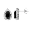 Gemminded Sterling Silver Black Onyx And White Topaz Teardrop Stud Earrings -Gemminded Jewelry 1439332