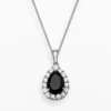 Gemminded Sterling Silver Black Onyx And White Topaz Teardrop Pendant -Gemminded Jewelry 1439333