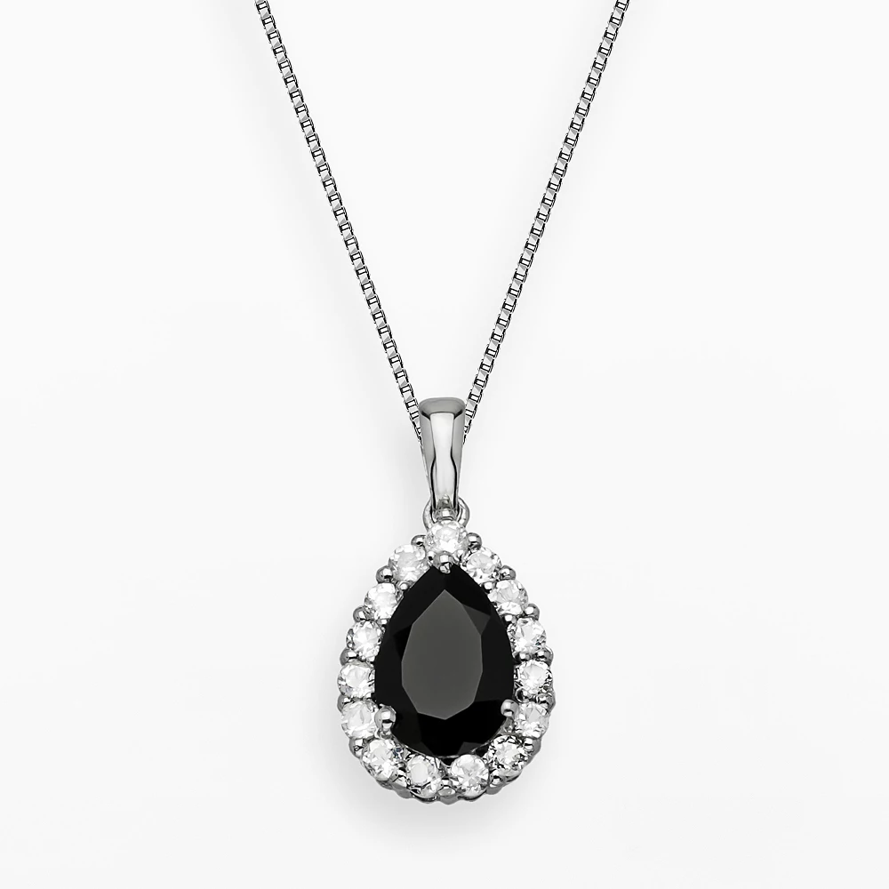 Gemminded Sterling Silver Black Onyx And White Topaz Teardrop Pendant 3 Gemminded Sterling Silver Black Onyx And White Topaz Teardrop Pendant