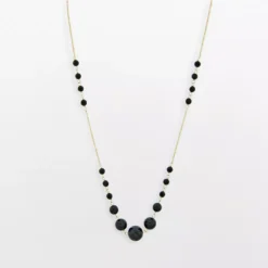 Gemminded 10k Gold Black Onyx Bead Necklace