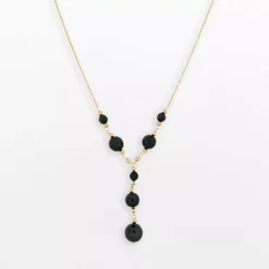 Gemminded 10k Gold Black Onyx Bead Y Necklace